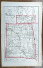 Vintage 1884 DAKOTA TERRITORY Map 21