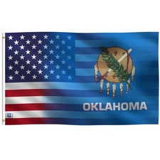 Oklahoma & American 3x5 ft Flag Blend - 100% Polyester and Brass Grommets picture