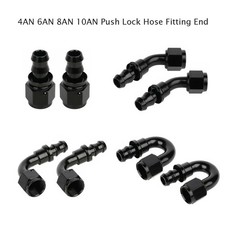 2PCS 4AN 6AN 8AN 10AN 12AN Push Lock Hose Fitting End 0 45 90 180 Degree Black picture