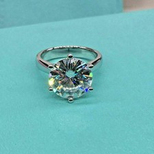 Pretty 3CT Round Cut  6 Prong 950 Platinum EF/VS Lab Grown/CVD Diamond Her Ring picture
