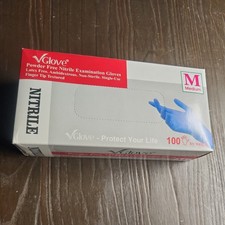 Nitrile Examination Gloves VGlove Powder Free (Medium), 100 PCS/BOX FDA 510K picture