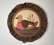 Vintage 1970’s Hand Embroidered Quilted Duck Wall Hanging Cottagecore Piece  picture