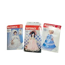 Lot of 3 Butterick Sof-Porcelain Doll Dress Sewing Patterns 4003 3606 4161 Janet picture