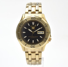 [EXCELLENT+5] SEIKO 5 SPORTS 7S26-01G0 Gold Black Dial Automatic Men’s  Watch JP picture