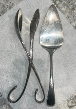 Vintage Dansk EPZ Silver Plated Serving Set Cake Server & Tongs Italy Japan Pair picture