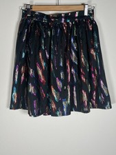 ModCloth metallic multicolor Wake of Wonderment mini skater lined skirt 6 retro picture