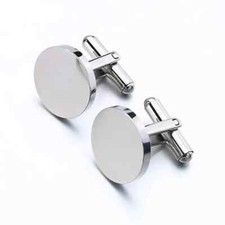 Personalised Engraved 925 Silver Round Flat Pad Blank 14k White Gold Plated picture