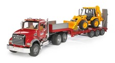 Bruder 02813 Mack Granite Truck with Low Loader and JCB 4CX Backhoe Loader picture