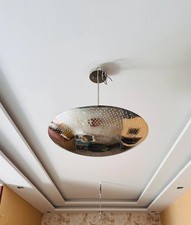 Handcrafted Brass Perforated Flush Mount Chandelier Mid Century Modern picture
