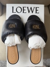 NEW LOEWE 50mm Anagram Padded Sandals Black Size 36 Authentic picture