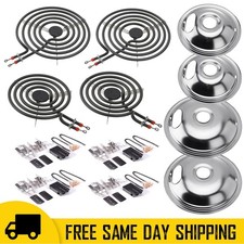 MP22YA Electric Range Burner Element Set w/ (4) Drip Pans For Frigidaire Kenmore picture