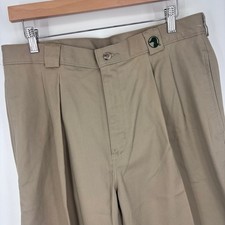 VTG Deadstock Duck Head Pleated Chino Pants Mens 32x34 Khaki *IRREGULAR FLAWS picture