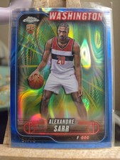 Topps Chrome Alexander Sarr 2025 Rookie Blue Refractor 57/75 Card #136 picture