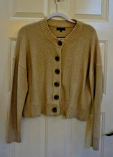Women's Quince 100% Organic Cotton Cropped Cardigan Camel Color Size L picture