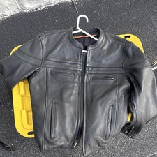 Men's Large Leather Biker Jacket Heavy Duty picture