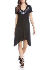 NWT Karen Kane Hailey Black Floral Embroidered Short Sleeve Dress Womens Size XS picture