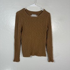 Everlane Sweater Womens Small Brown Cotton Viscose Crewneck Ribbed Knit Pullover picture