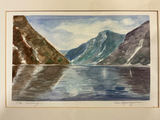 Original Watercolor of Norway Fjords 1996 - En Plein Air picture