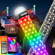 2PCS 3FT Fat Whip Lights LED Spiral Chasing Lighted w/ Warning Light for X3 RZR picture