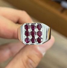 Natural Multi Stone Rubies - Handmade Sterling Silver 925 Ring - Oval Ruby Ring picture