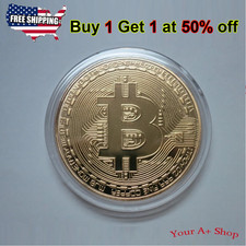 Bitcoin Gold Plated Physical Bitcoin BTC Cryptocurrency Collectible Coin in Case picture