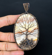 Landscape Jasper Handmade Gemstones Copper Wire Wrapped Tree Of Life Pendant picture