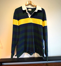 Aime Leon Dore Men's L Striped Rugby Polo Long Sleeve Green Blue Yellow White picture