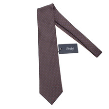 Drake's NWT Neck Tie in Brown with Blue/Red/White Geometric Pattern 100% Silk picture