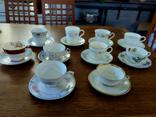 LOT OF 10 VINTAGE TEA CUPS/SAUCERS - UN-MATCHED - Bargain Selection. picture