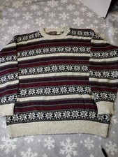 Vintage Victoria Dry Goods Cotton Sweater Snowflake Winter USA Made LG 80's 90's picture