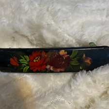 Vintage floral lacquer unsigned barrette picture