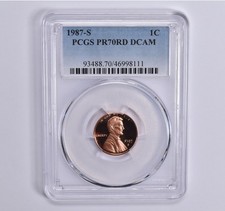 1987-S Lincoln Memorial Cent PR70 RD PCGS Blue Lbl picture