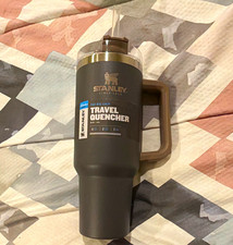 STANLEY The Big Grip Travel Quencher 40oz Gray/Brown w/ Lid Straw Handle coal picture