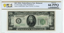 1934A $20 Federal Reserve Note Fr 2055-E Richmond PCGS 66 PPQ Gem UNC 948A picture