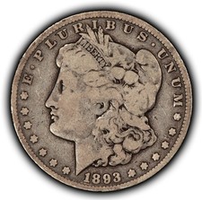 1893-CC $1 Morgan Silver Dollar - VG Key Date Carson City - SKU-B6104 picture