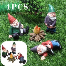 4PCS Fairy Garden Gnomes Accessories Funny Drunk Gnome Dwarfs Garden Ornament US picture