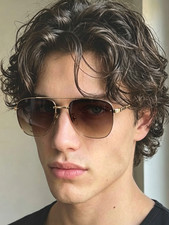 Gucci GG1289S‑003 Gold Rimless Sunglasses Brown Gradient Lens 62‑14‑145mm picture