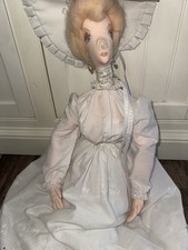 OOAK Artisan Cloth Doll Victorian Lady Lace Eyelet Dress Handmade Vintage 36 picture