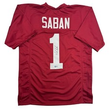 Autographed/Signed Nick Saban Alabama Red College Jersey PSA/DNA COA picture
