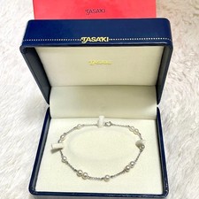 TASAKI K18WG Akoya Pearl Station Bracelet Old Logo w/Box 18cm | From JAPAN picture