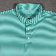 Croft & Barrow Shirt Mens Large Teal Striped Performance Golf Polo Casual Preppy picture