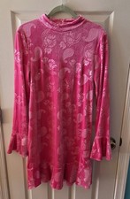 Pink Lily LG/XL  Floral Paisley Crushed Velvet Look Ruffle Hem Dress picture