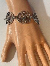 Jorma Laine Finnish 60s Silver Modernist 830S Bracelet Cosmic Wheel Design 7.5”L picture
