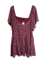 NEW Torrid Baby Doll Floral Tunic Top Women 3X Smocked Tiered Flowy Cottagecore picture