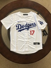 sNWT Shohei Ohtani Dodgers Kids Large White Home Jersey Stitched #17 picture