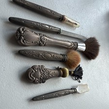 Victorian Repousse Sterling Silver Vanity Grooming Set w/ Brushes & Tools picture