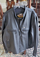 Vintage Harley Davidson Black Leather Jacket, XXXL Mens, Made In USA picture