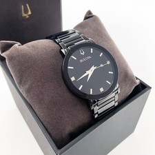 Bulova Men Futuro Modern Black Quartz Calendar Stainless Steel Watch 42mm 98D144 picture