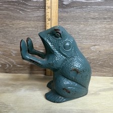 Antique Cast Iron Frog Doorstop Blue-Green aprox 6.5