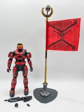 Mcfarlane 2012 Halo Reach Red Spartan Mark V Complete NM+ W/ Team Flag picture